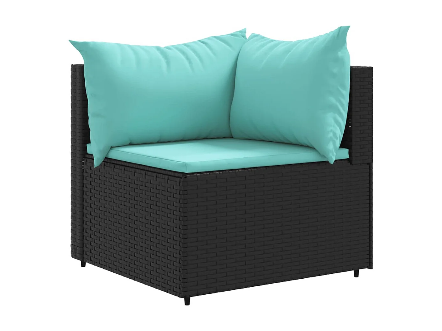 4 pcs conjunto lounge de jardim c/ almofadões vime PE preto