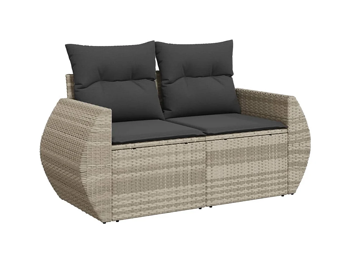 Salon de jardin 11 pcs avec coussins gris clair résine tressée