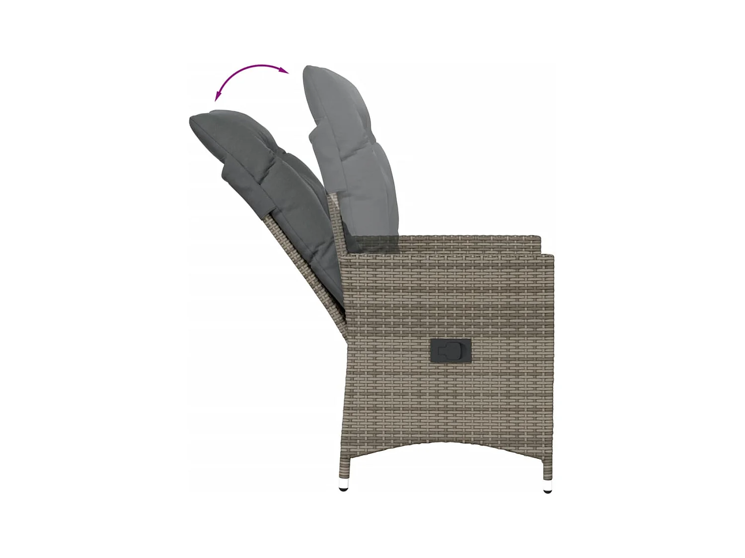 Ensemble de bistro 3 pcs avec coussins gris résine tressée