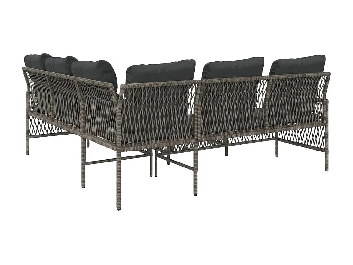 Salon de jardin 2 pcs avec coussins Gris Résine tressée