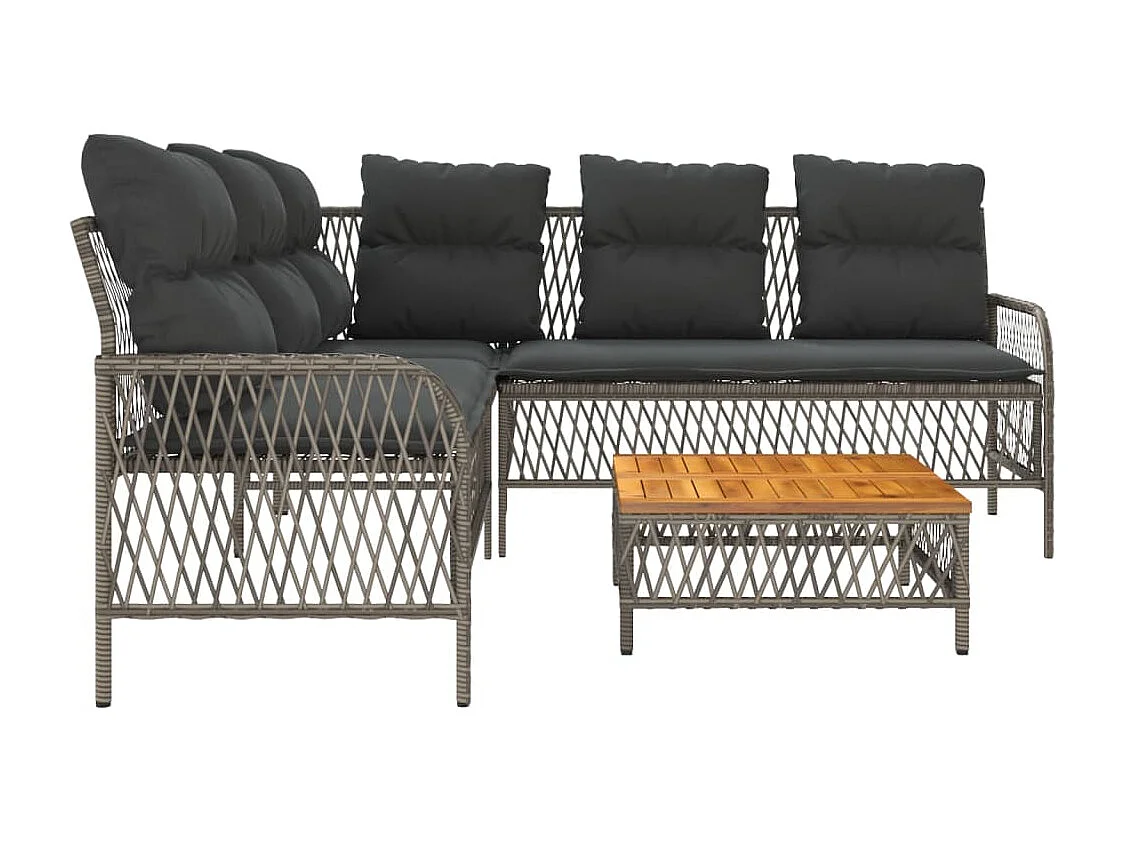 2-delige Loungeset met kussens poly rattan grijs