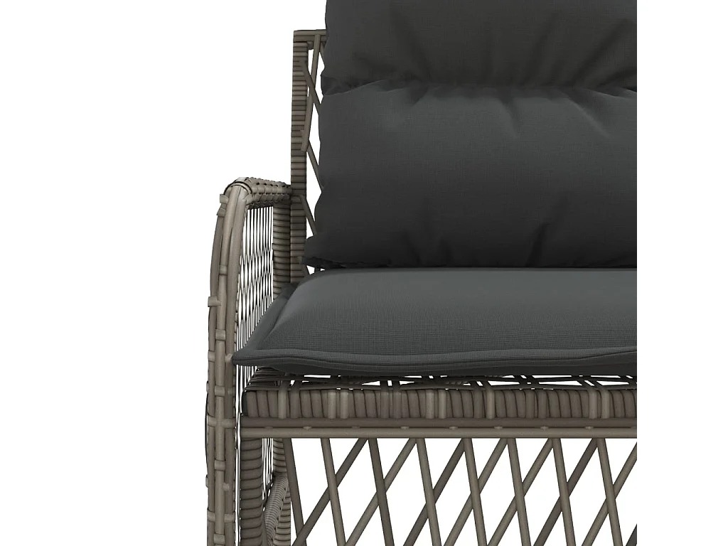 2-delige Loungeset met kussens poly rattan grijs