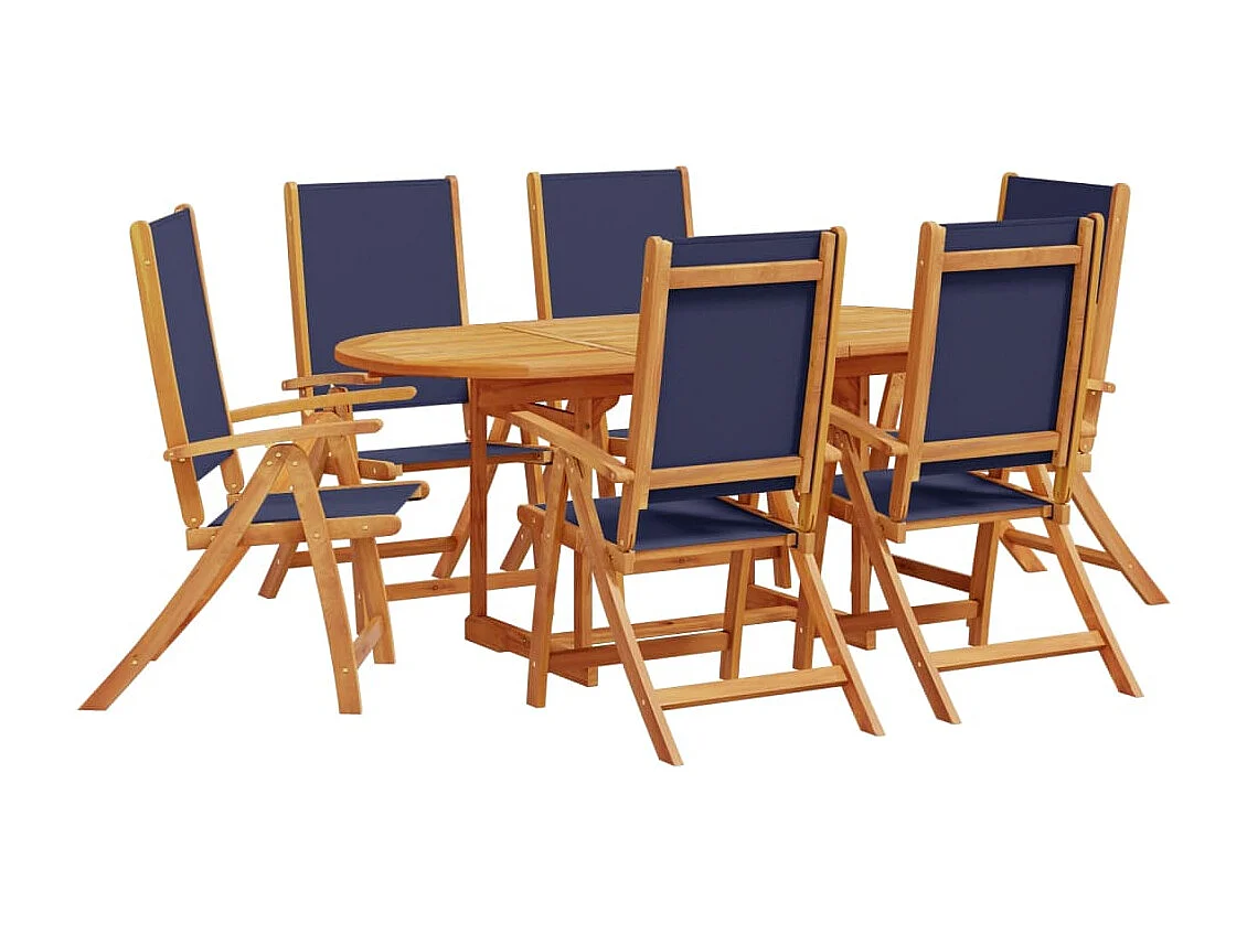 Set Pranzo da Giardino 7pz Legno Massello di Acacia e Textilene