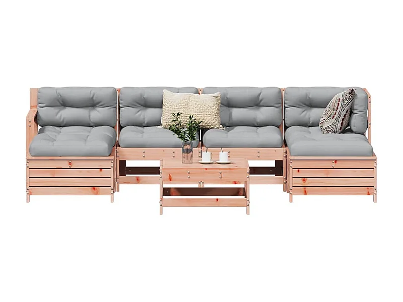 7 pcs conjunto sofás jardim madeira abeto-de-douglas