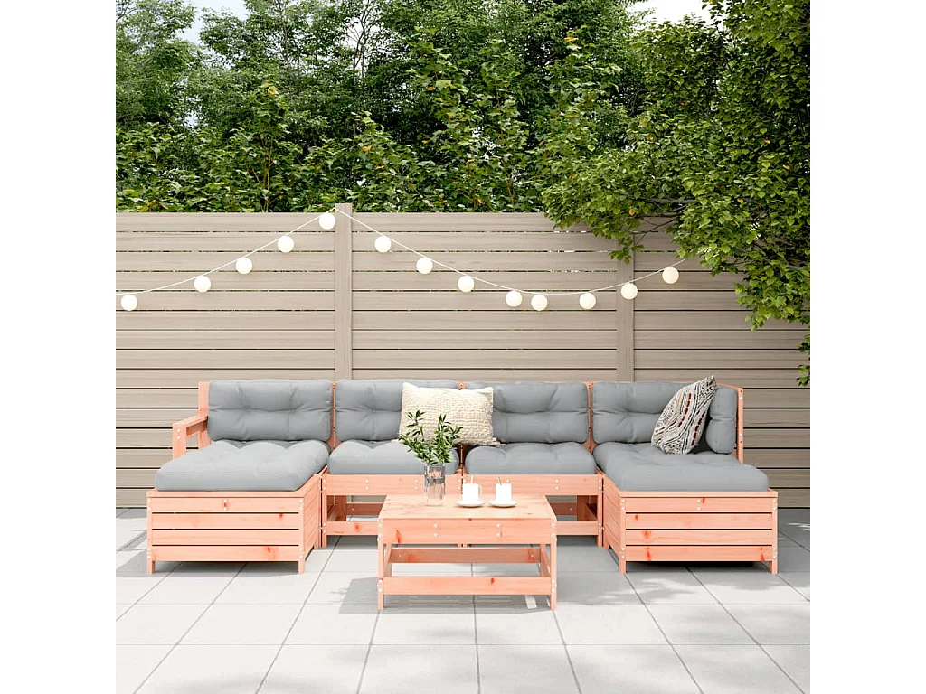 Salon de jardin 7 pcs bois massif sapin de douglas