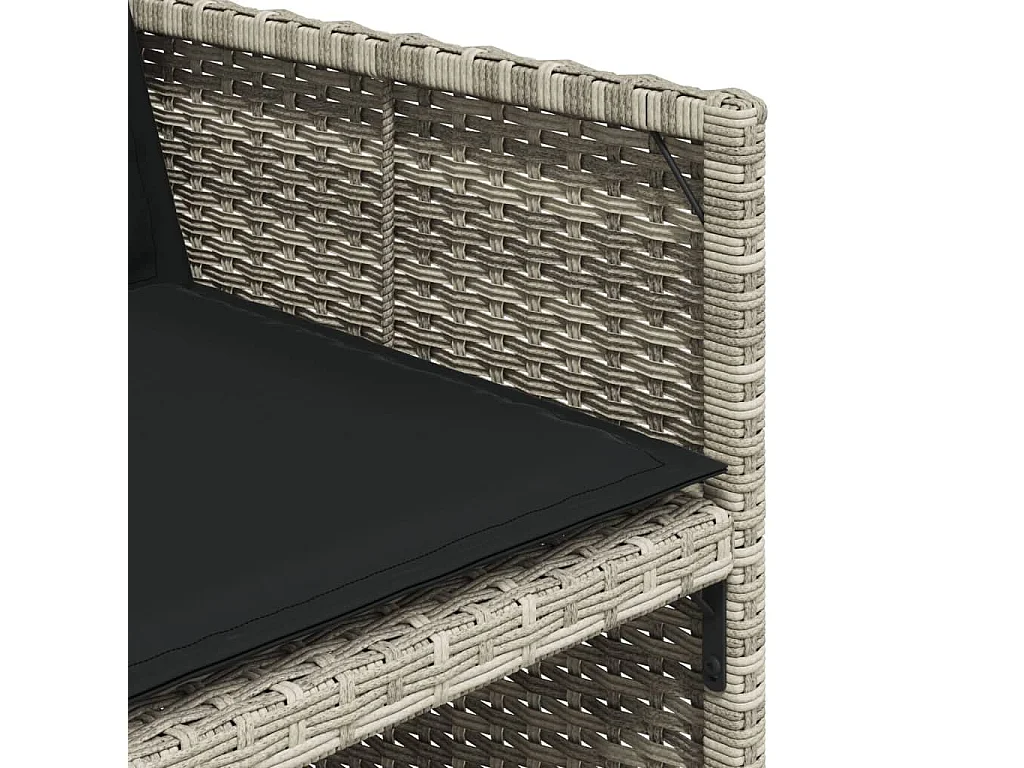 Set da Pranzo da Giardino 15 pz con Cuscini Grigio Polyrattan