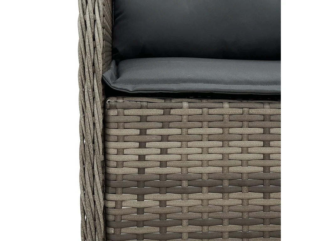 Set da Pranzo da Giardino 7 pz con Cuscini in Polyrattan Grigio