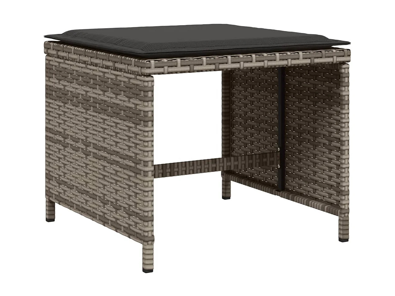 Set da Pranzo da Giardino 13pz con Cuscini Grigio in Polyrattan