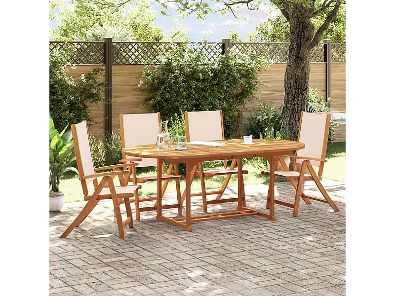 Ensemble à manger de jardin 5pcs bois d'acacia solide textilène