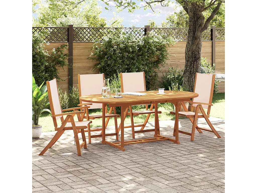Ensemble à manger de jardin 5pcs bois d'acacia solide textilène