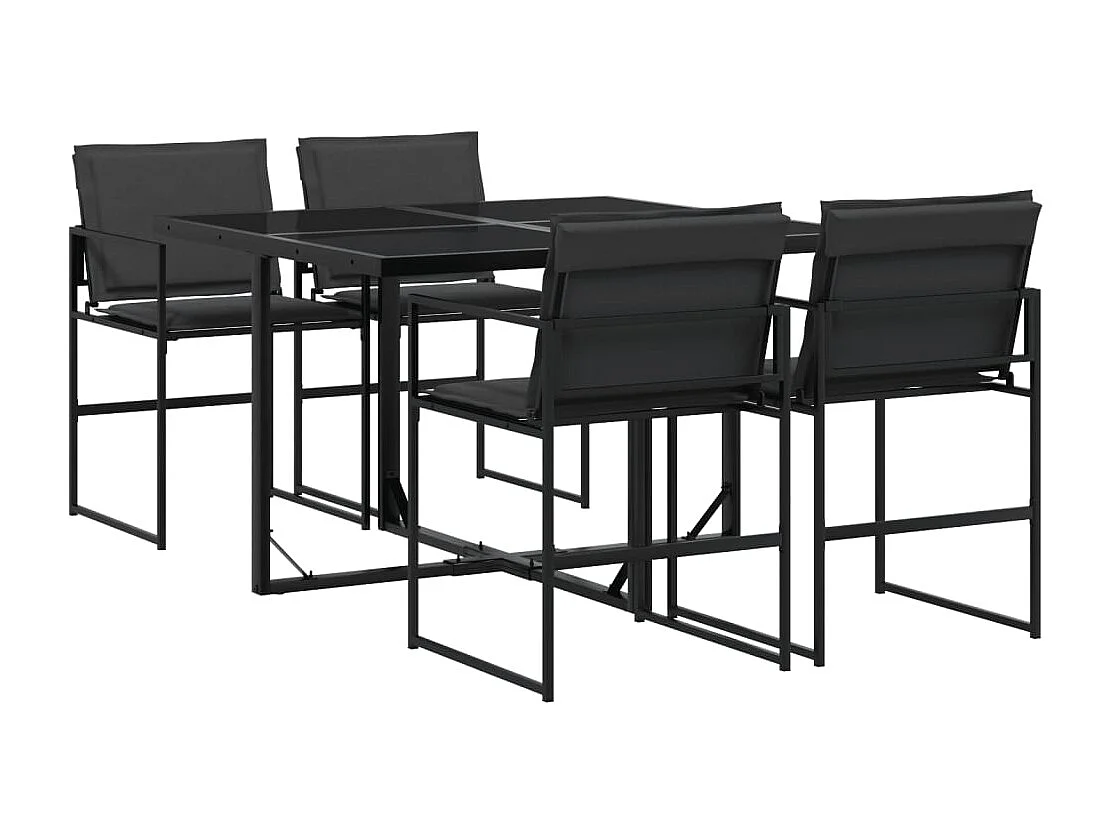 Ensemble à manger de jardin avec coussins 5 pcs noir textilène