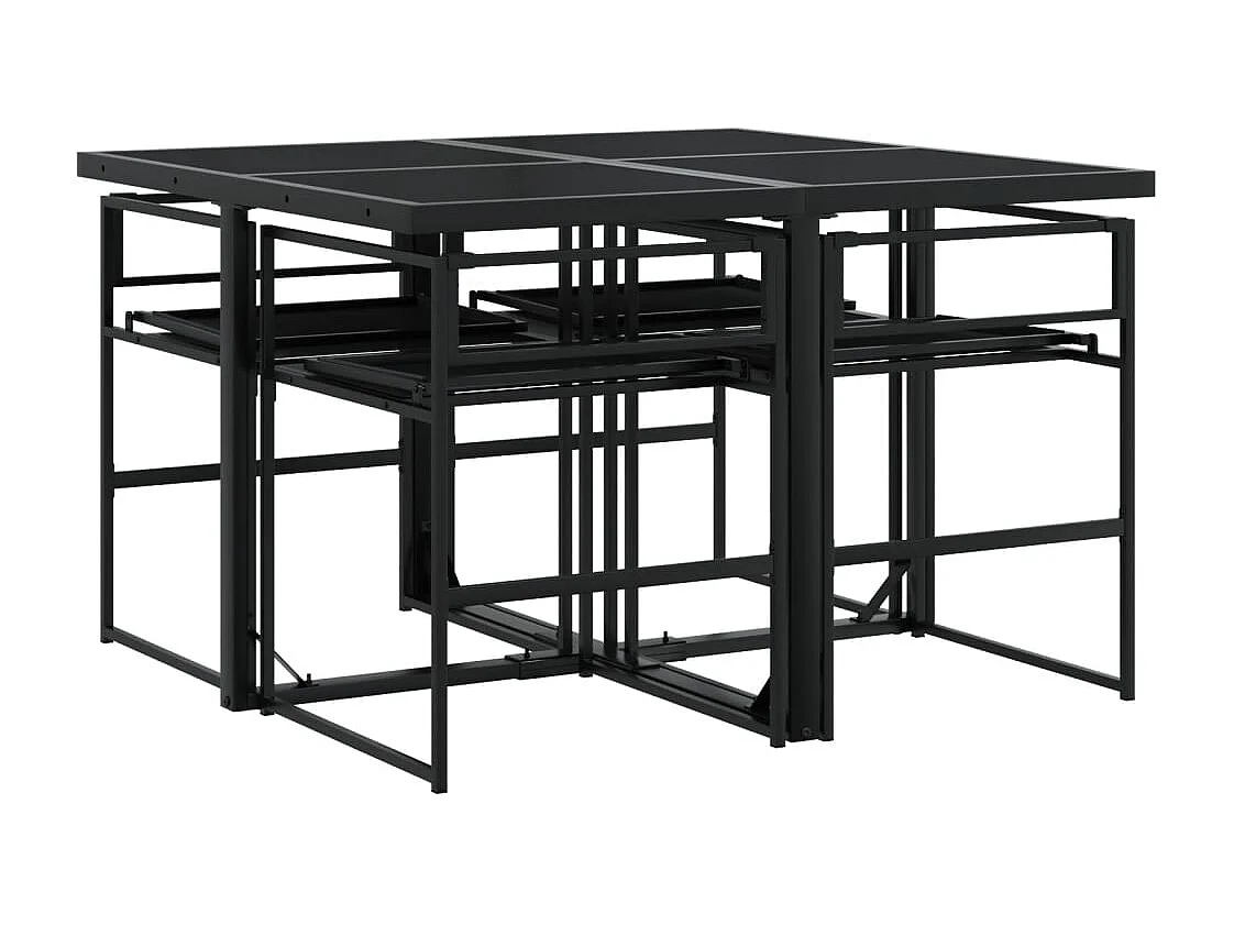 Ensemble à manger de jardin avec coussins 5 pcs noir textilène