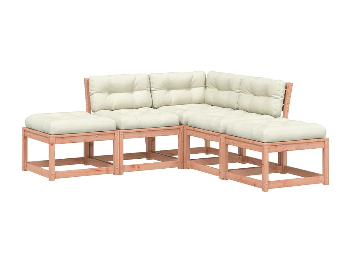 Set Divani Giardino 5 pz con Cuscini Legno Massello di Douglas