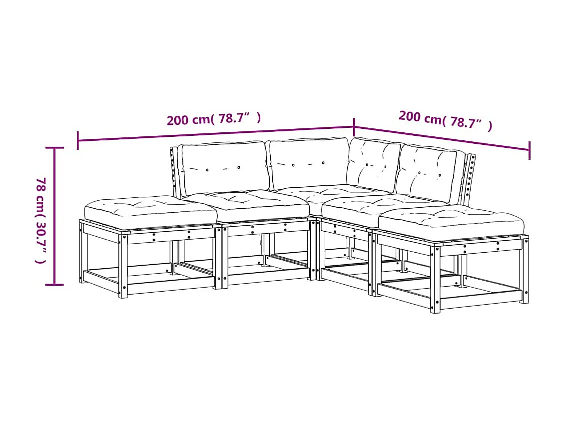 5-tlg. Garten-Sofagarnitur mit Kissen Massivholz Douglasie