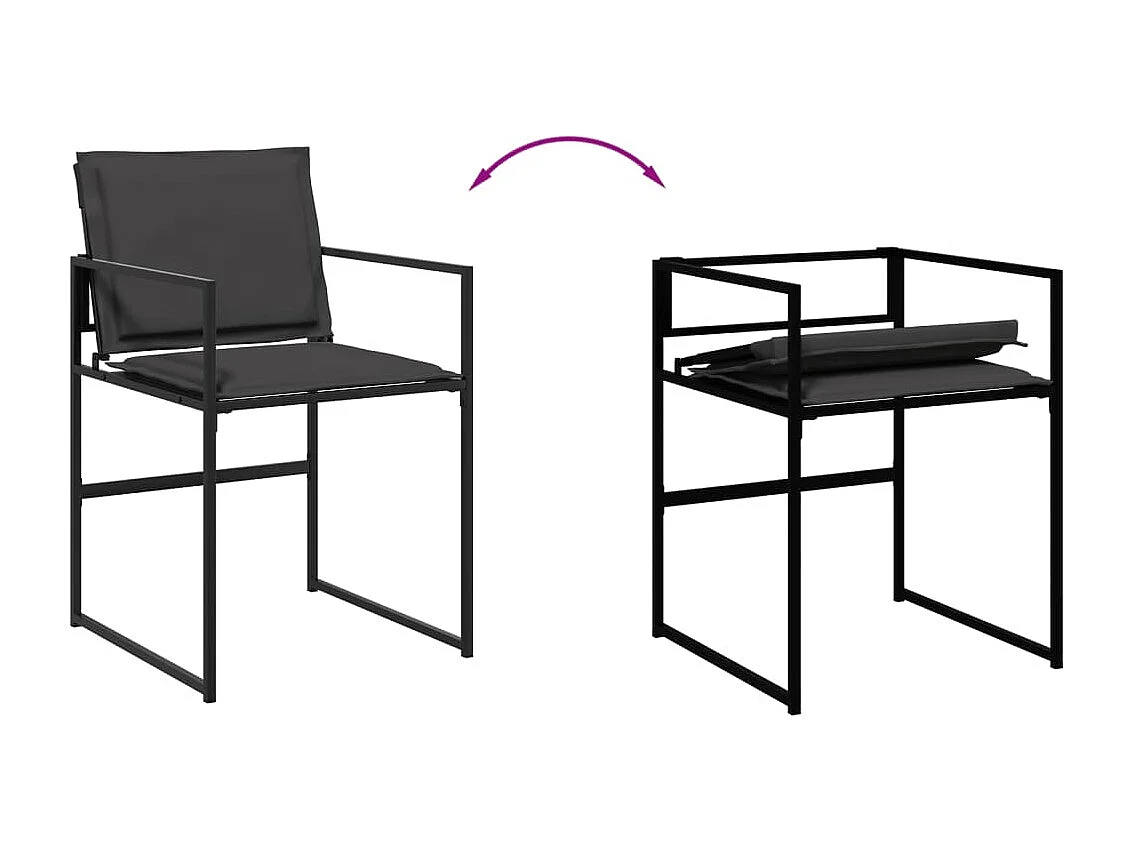 Ensemble à manger de jardin avec coussins 9 pcs noir textilène