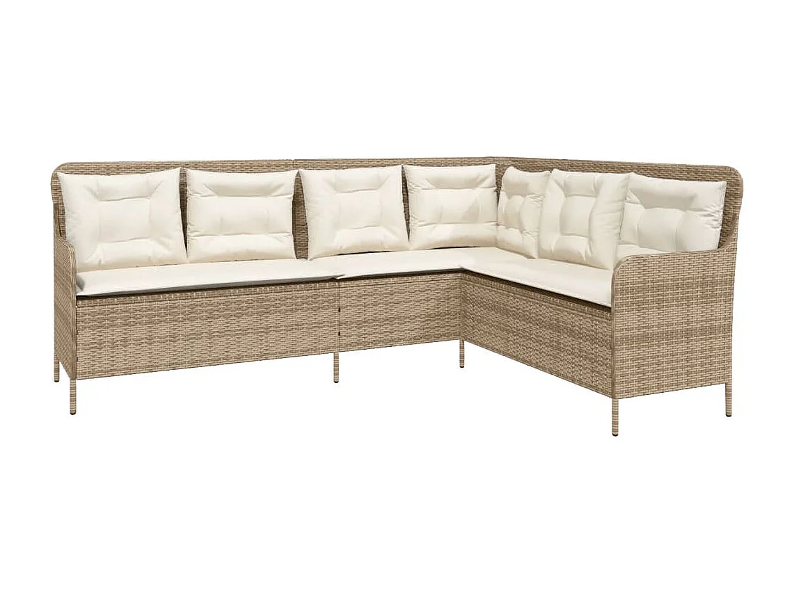 Set Divani da Giardino 2 pz con Cuscini Beige in Polyrattan