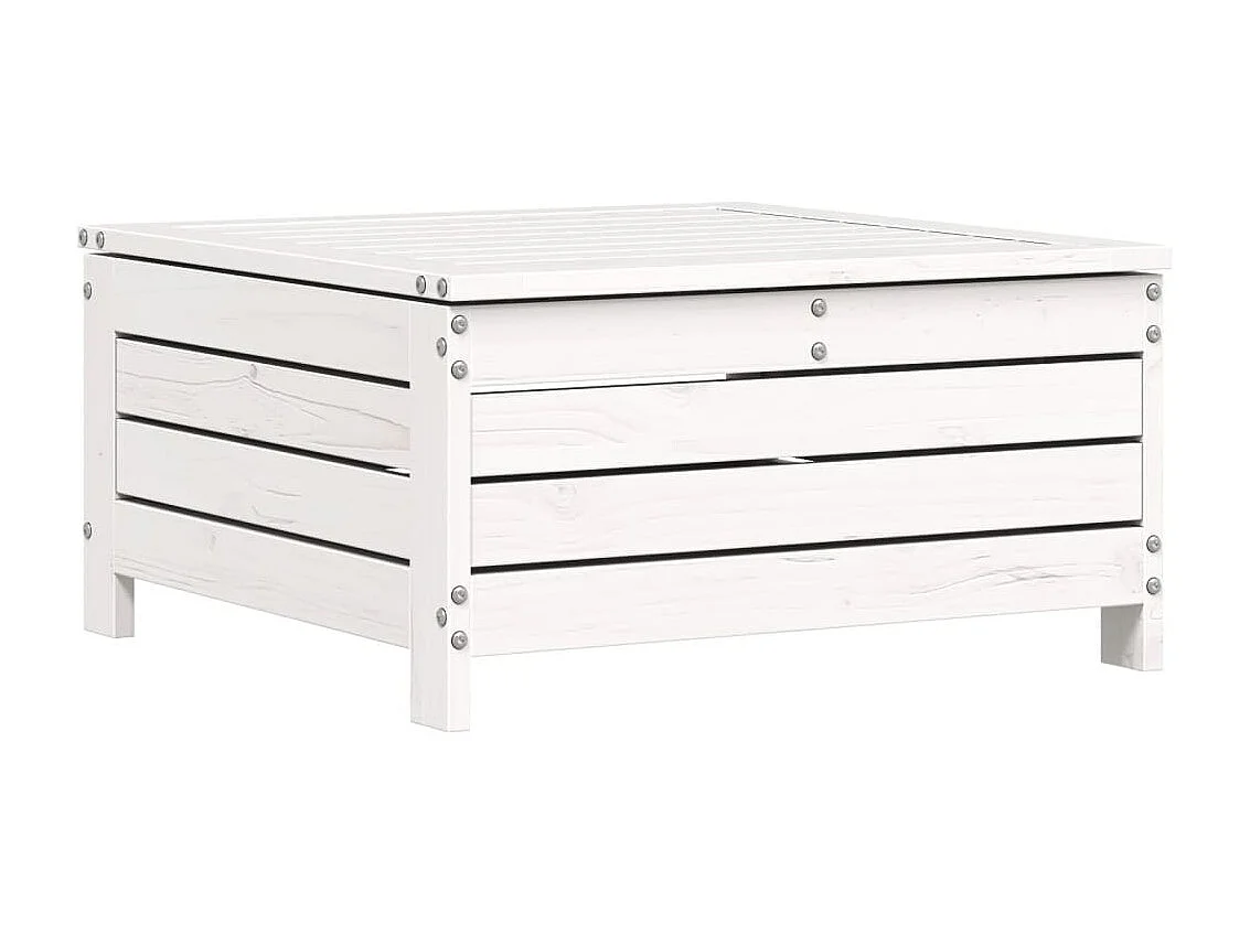 Set Divani da Giardino 7 pz Bianco in Legno Massello di Pino