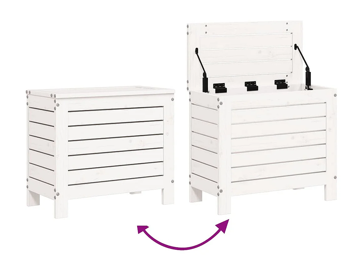 Set Divani da Giardino 7 pz Bianco in Legno Massello di Pino