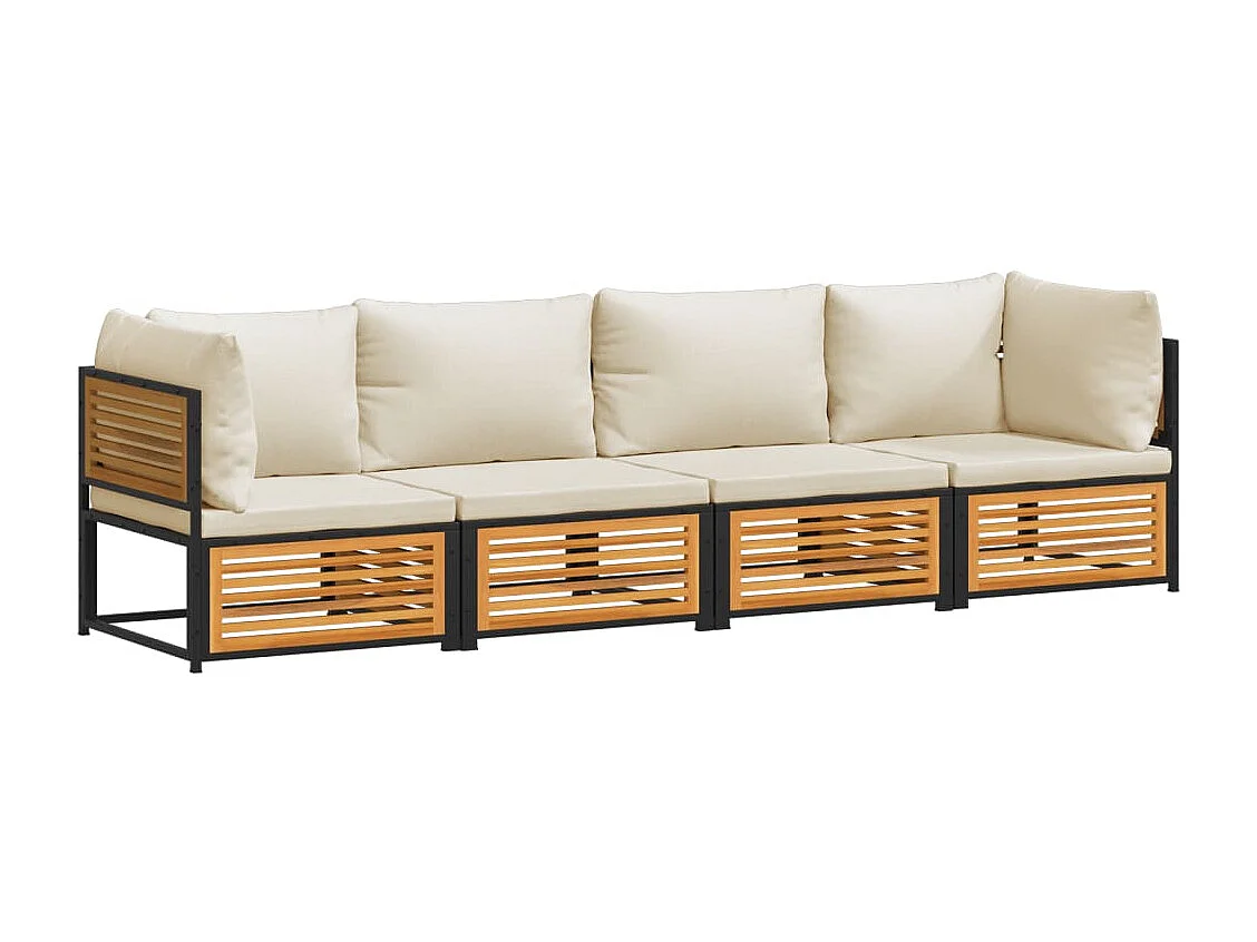 Salon de jardin avec coussins 4 pcs bois d'acacia massif