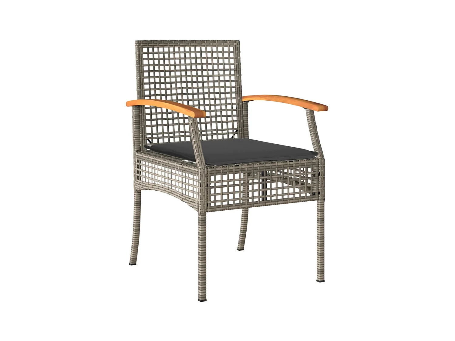 Ensemble à manger jardin 4pcs et coussins Gris Résine tressée