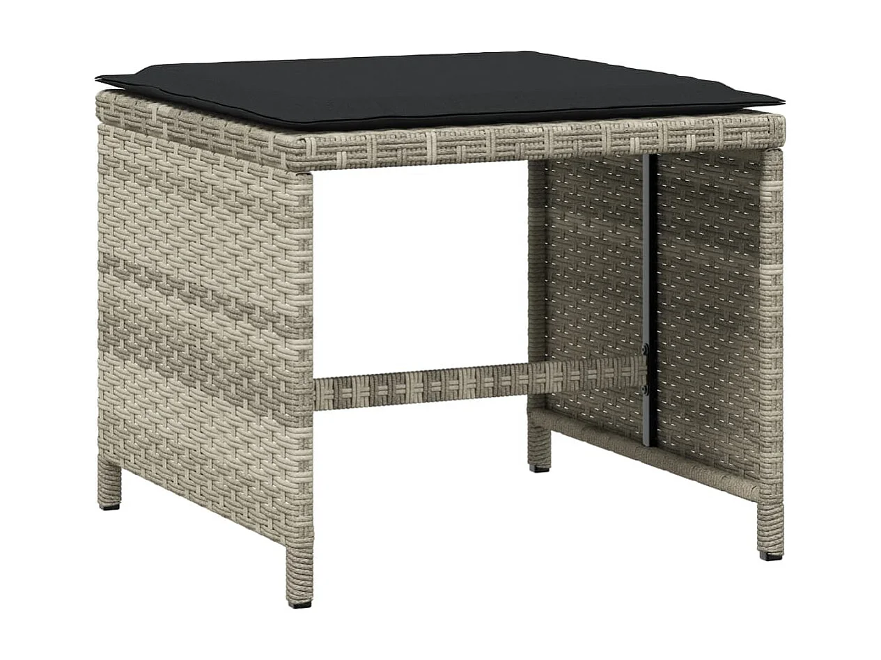 Set da Pranzo da Giardino 13pz con Cuscini Grigio in Polyrattan