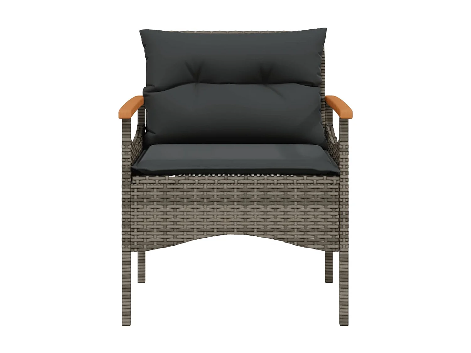 Salon de jardin avec coussins 3 pcs gris résine tressée