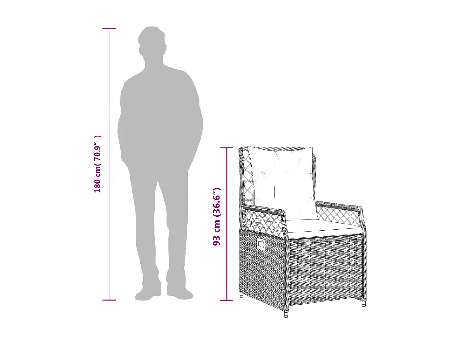 Set da Pranzo da Giardino 7pz con Cuscini in Polyrattan Marrone