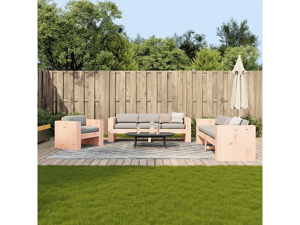 2-tlg. Garten-Lounge-Set Massivholz Douglasie