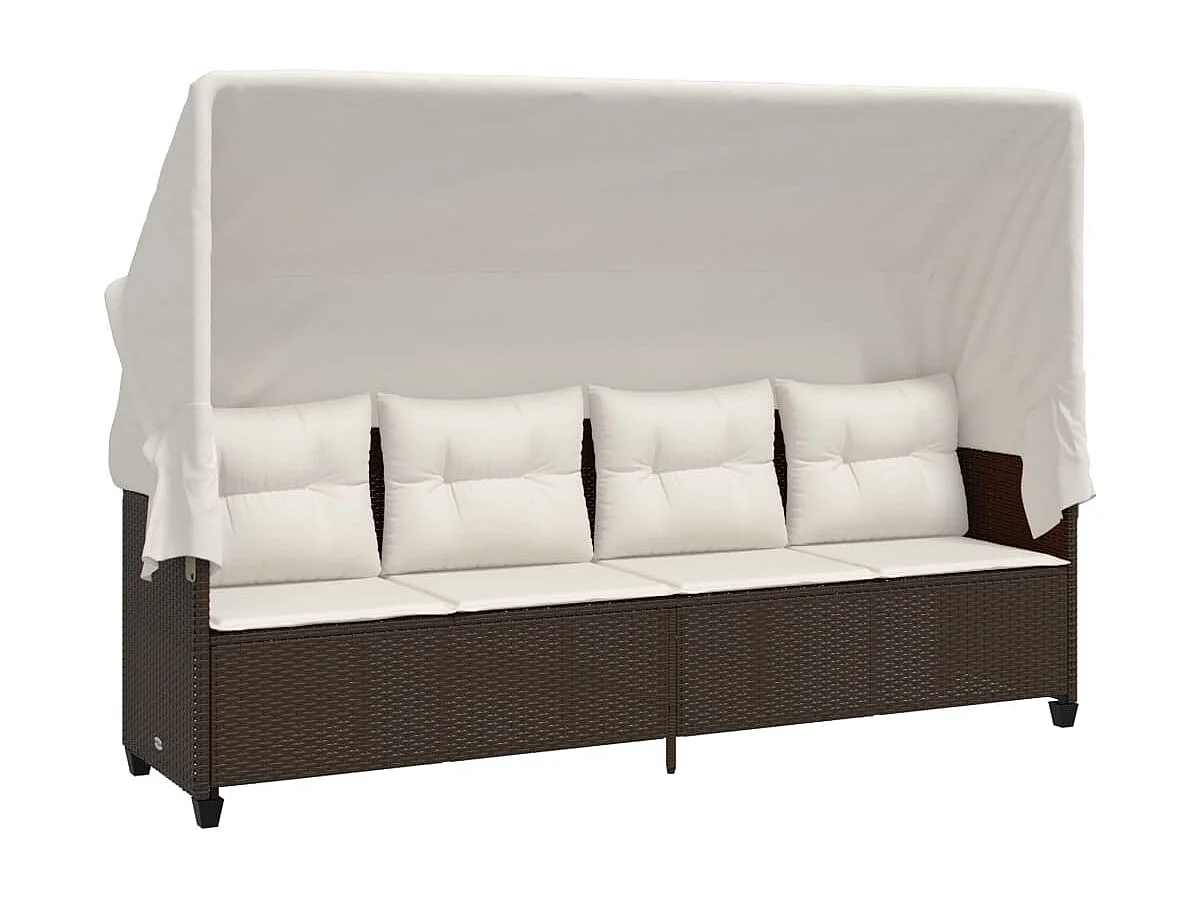 5-tlg. Garten-Sofagarnitur mit Kissen Braun Poly Rattan