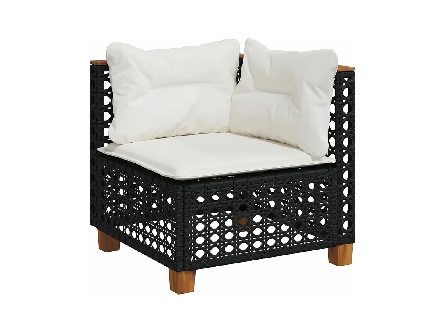 Salon de jardin 8 pcs avec coussins noir résine tressée