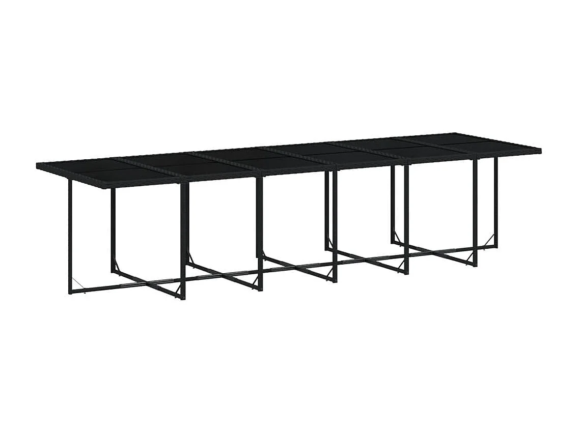 Ensemble à manger de jardin 17 pcs coussins noir résine tressée