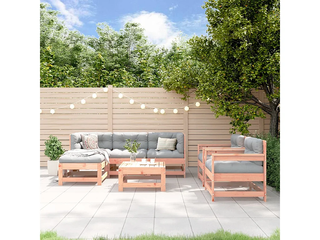 Salon de jardin 7 pcs bois massif douglas