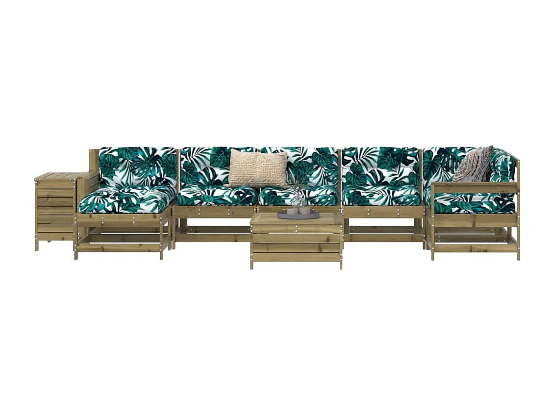 Set Divani da Giardino 9 pz in Legno Impregnato di Pino