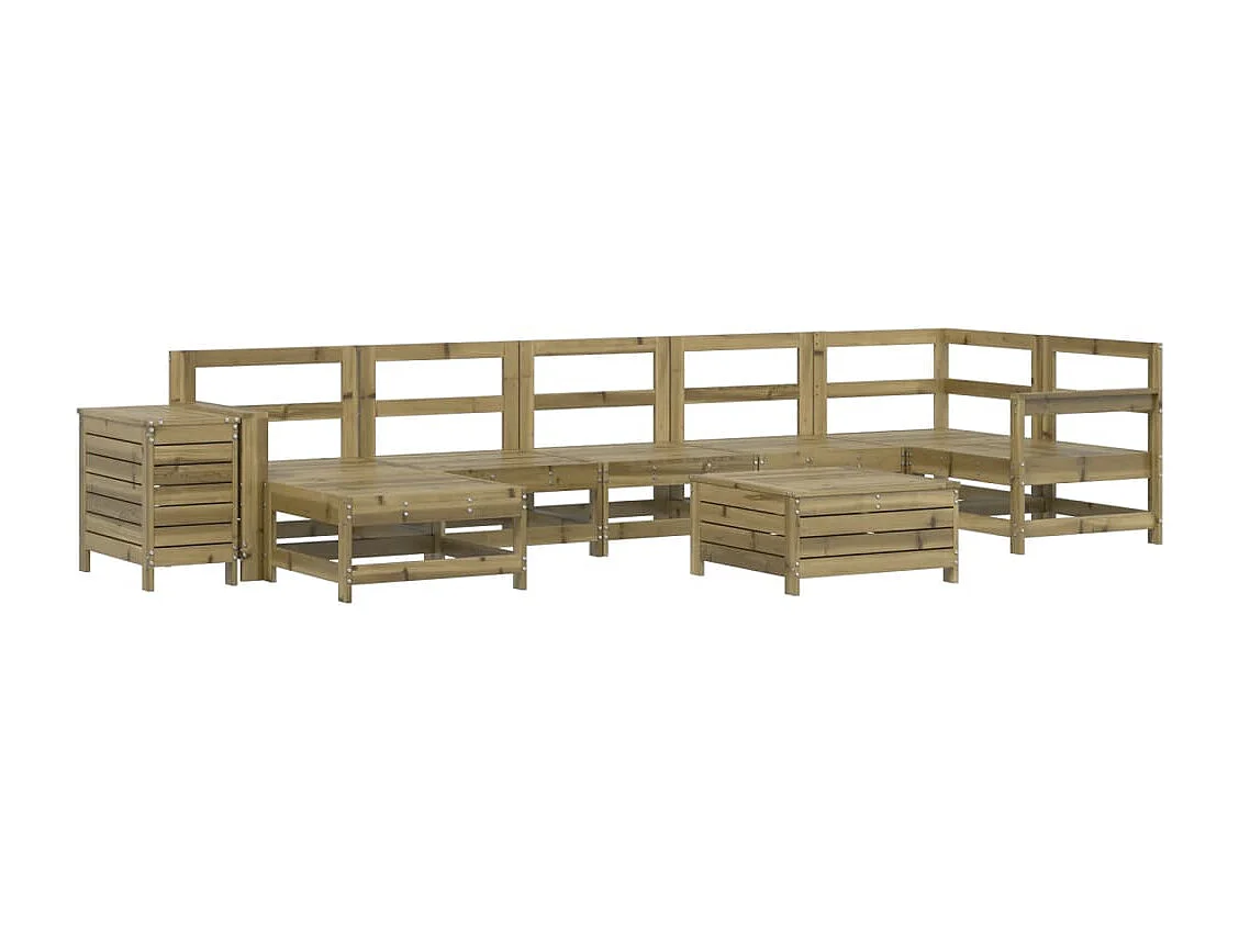 Set Divani da Giardino 9 pz in Legno Impregnato di Pino