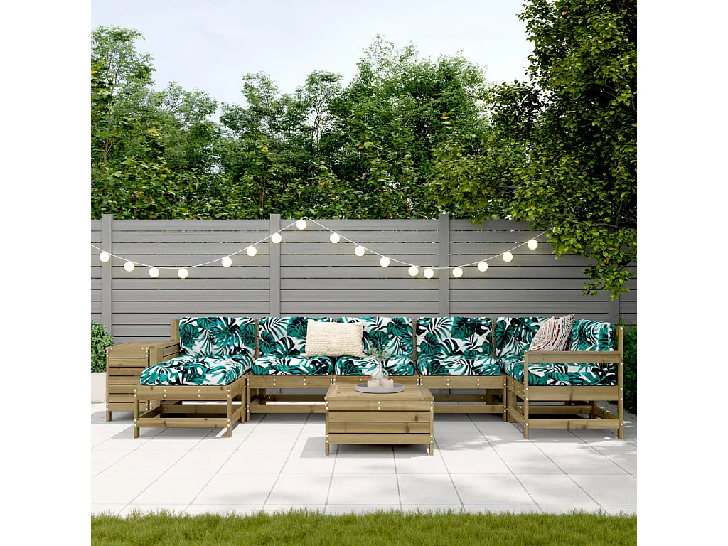 Set Divani da Giardino 9 pz in Legno Impregnato di Pino