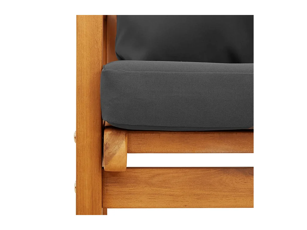 Salon de jardin 3 pcs avec coussins bois massif d'acacia