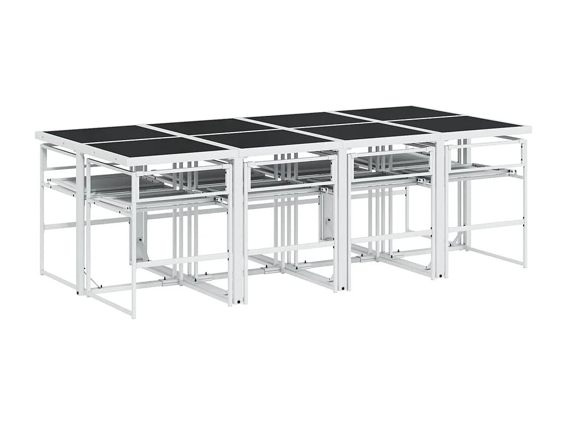 Ensemble à manger de jardin avec coussins 9 pcs blanc textilène