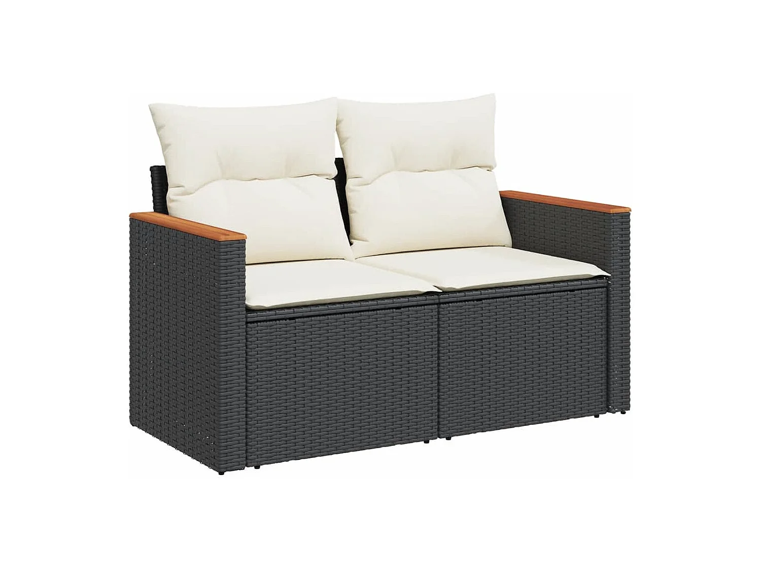 10-delige Loungeset met kussens poly rattan zwart