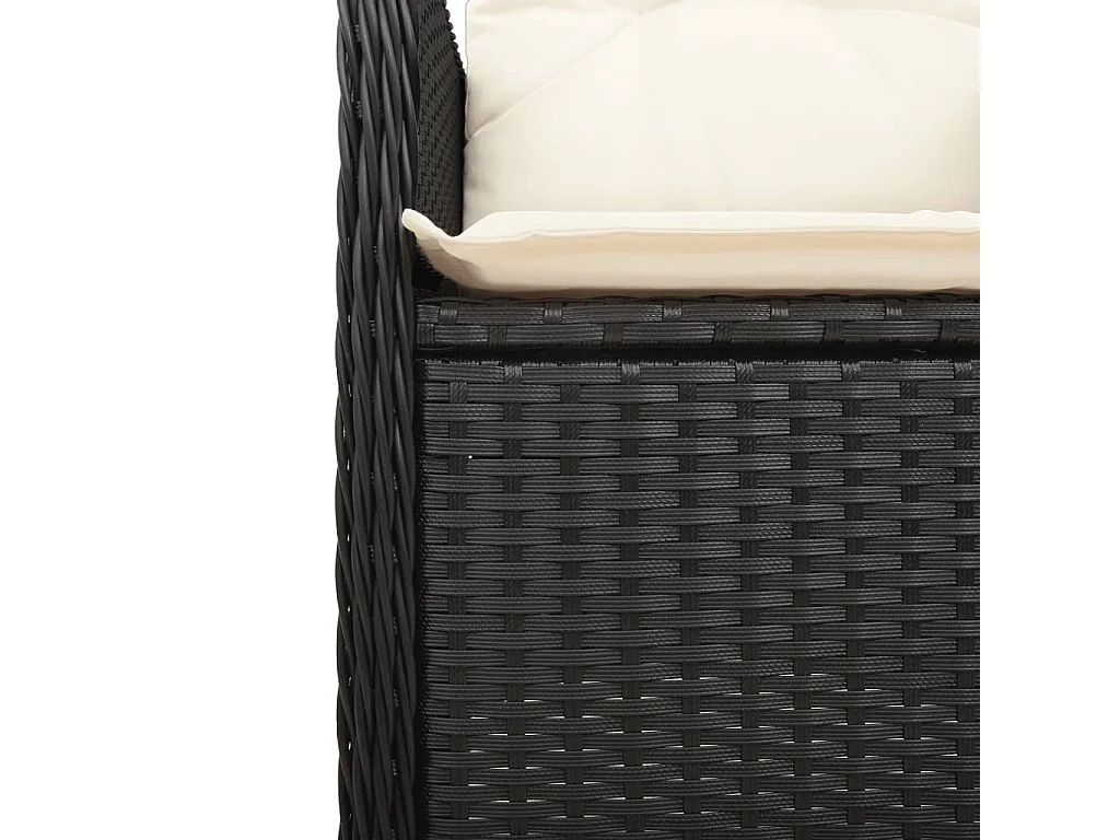 Set da Bistrò da Giardino 11 pz con Cuscini Nero in Polyrattan