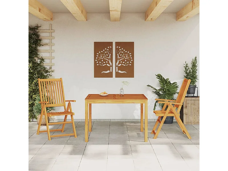 Juego de comedor de jardín 3 piezas madera maciza de acacia