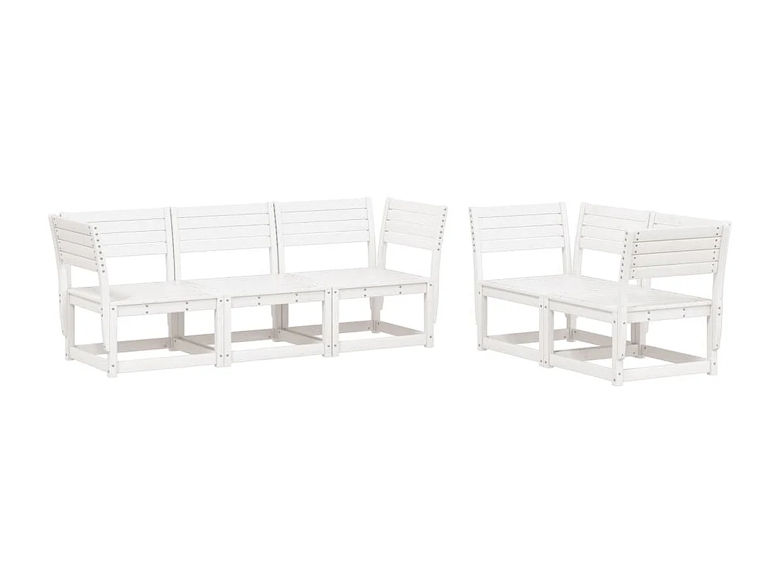 5-tlg. Garten-Sofagarnitur Weiß Massivholz Kiefer