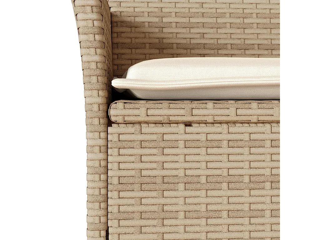 3-tlg. Bistro-Set mit Kissen Beige Poly Rattan und Glas