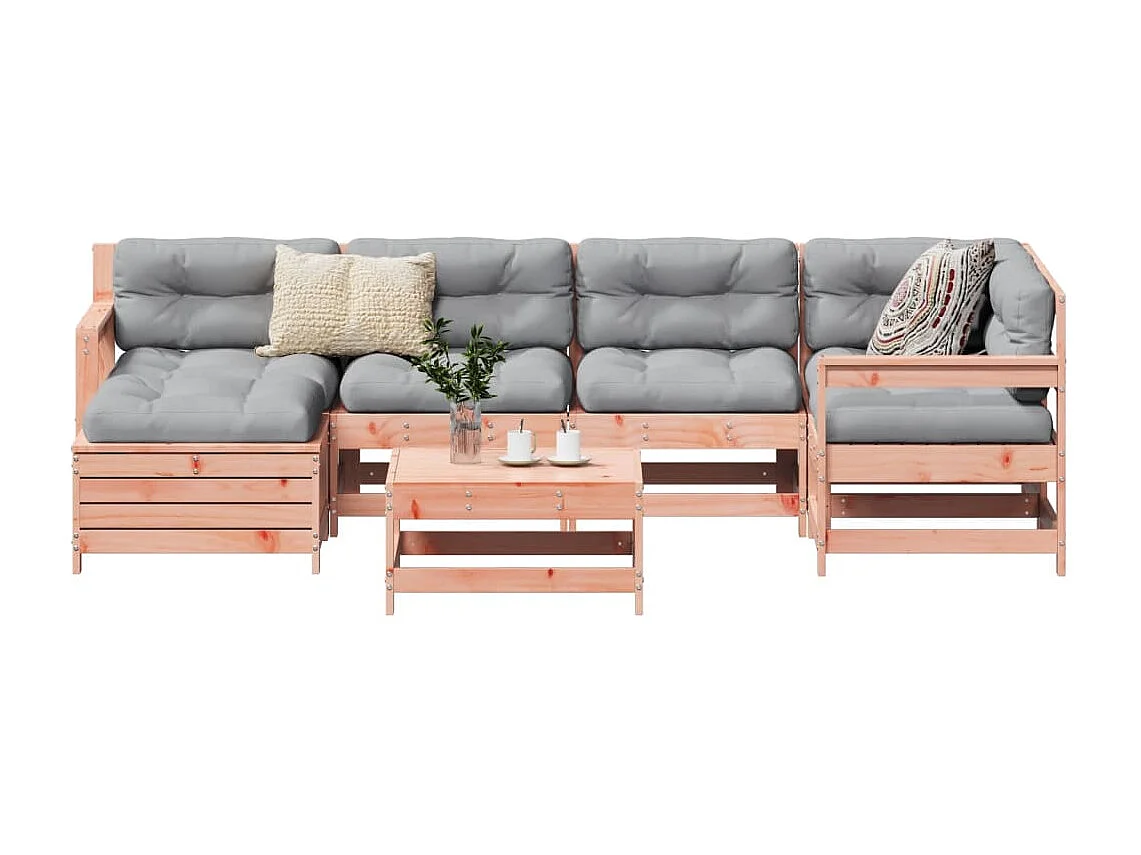 Salon de jardin 7 pcs bois massif sapin de douglas