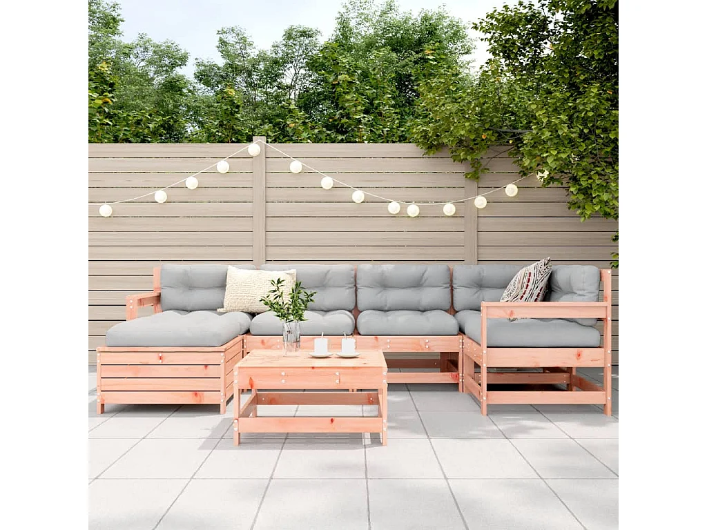 Salon de jardin 7 pcs bois massif sapin de douglas