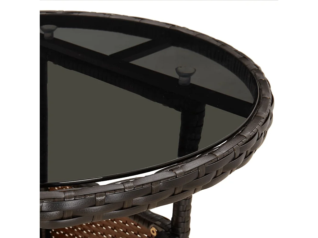 5-delige Tuinset met kussens poly rattan en glas bruin