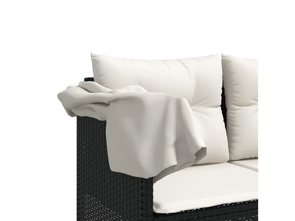 5 pcs conjunto sofás de jardim com almofadões vime PE preto