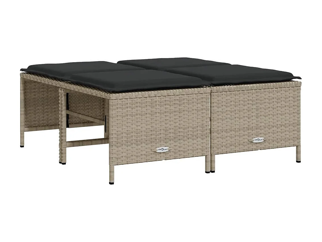 Set Divano da Giardino 5pz con Cuscini Grigio Chiaro Polyrattan