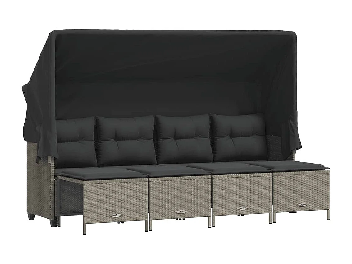 Salon de jardin 5 pcs avec coussins gris clair résine tressée