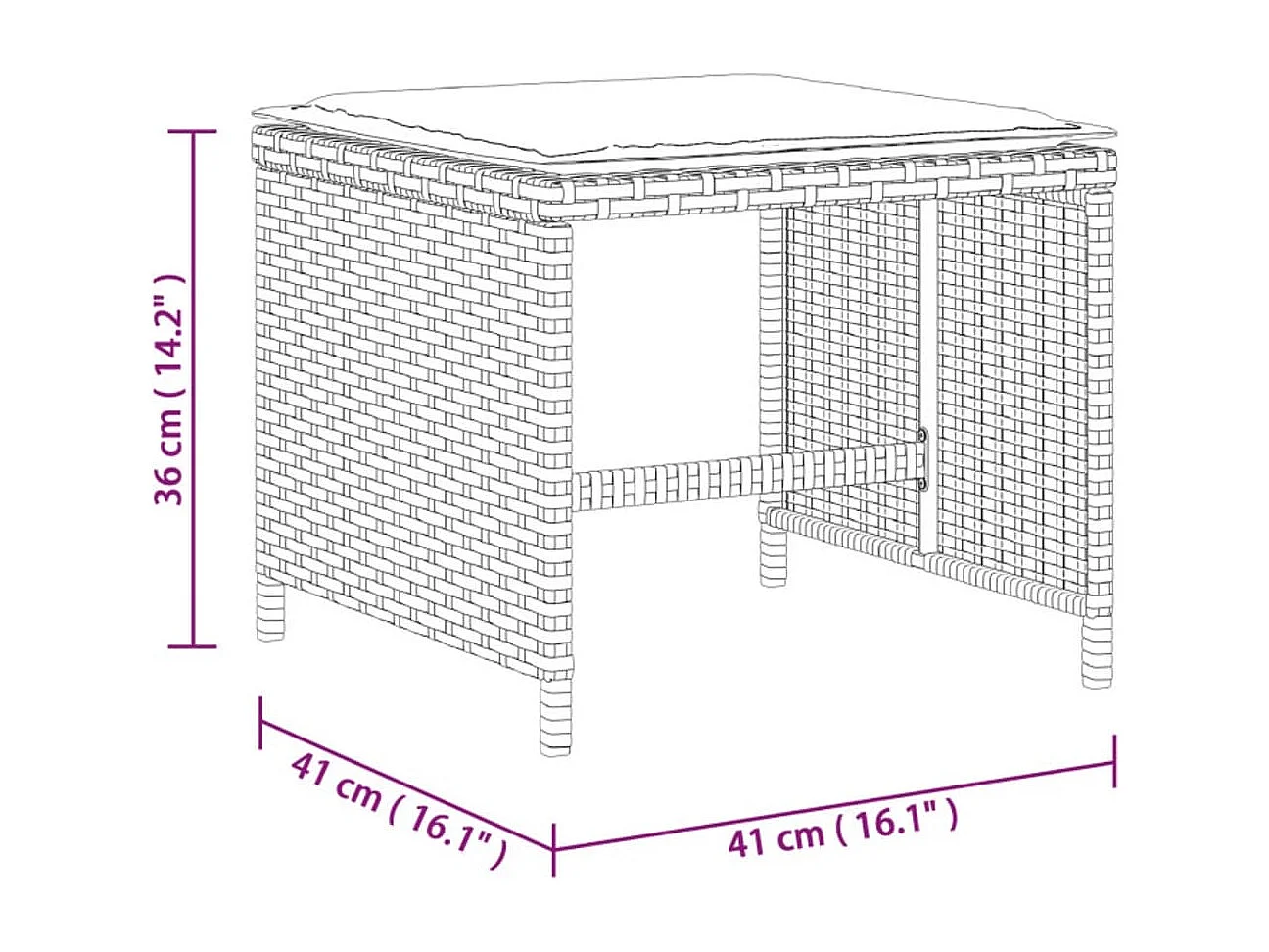 Set da Pranzo da Giardino 17 pz con Cuscini Nero in Polyrattan
