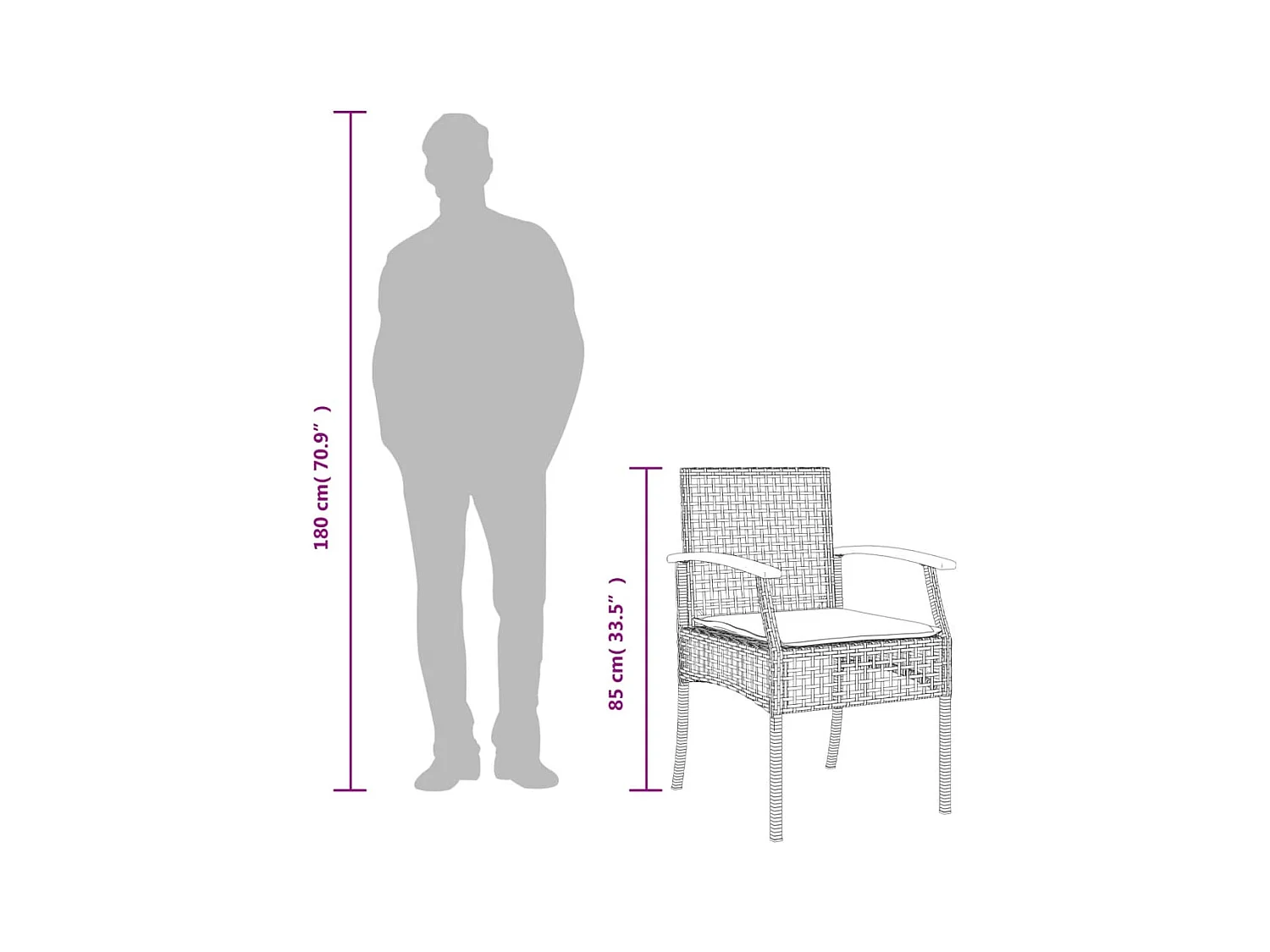 Set da Pranzo da Giardino 4 pz con Cuscini Beige in Polyrattan